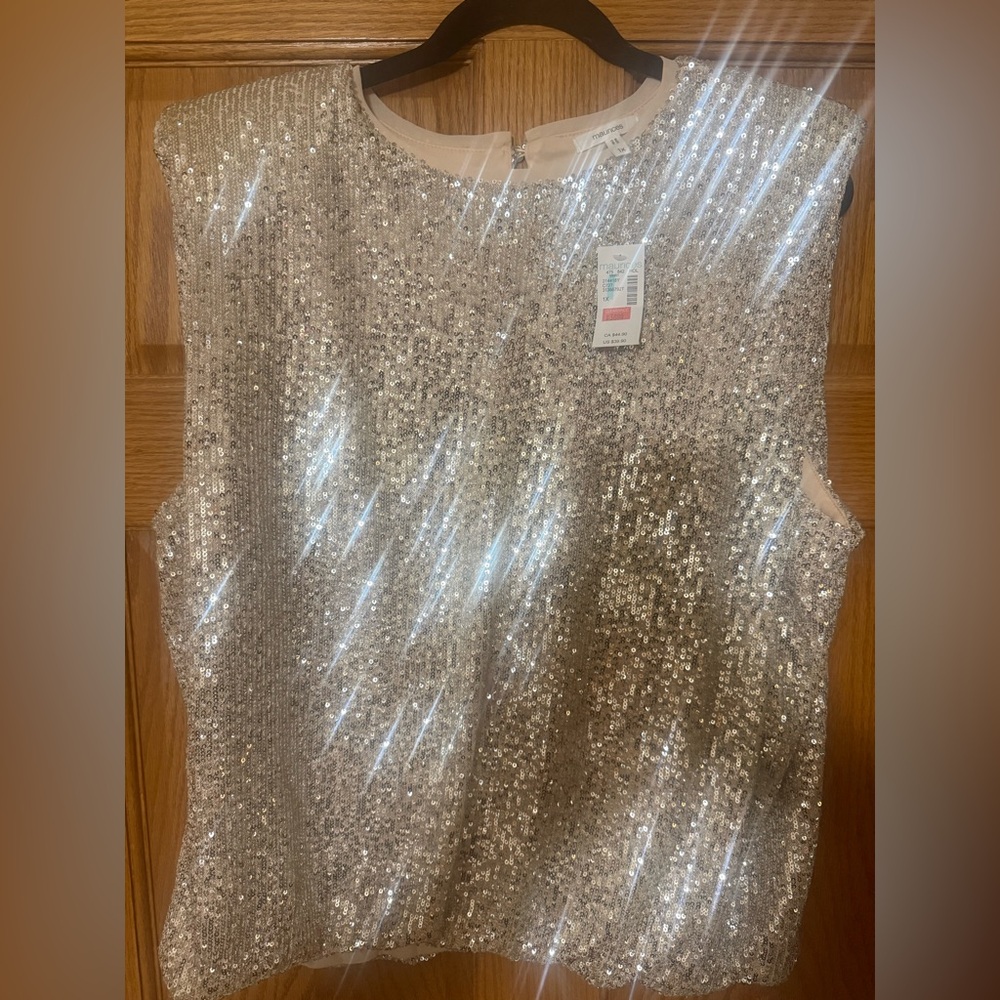 Maurices Shimmering Silver Sequin Blouse